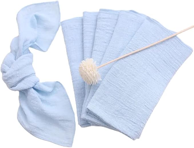 Dinner Cloth Napkins 6 Pack,100% Natural Soft Cotton,Washable Gauze Napkins Great for Weddings Decorative,Dinner Parties,Family Everyday Use (Light Blue)
