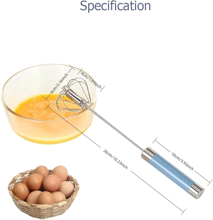 2 Pack Semi Automatic Whisk, Stainless Steel Mini Hand Push Whisks for Cooking, Easy to Use Hand Mixer Egg Beater Wisking Tool for Cooking, Whisking, Beating, Stirring