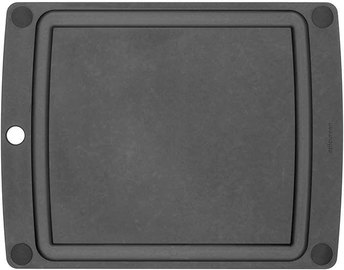 Epicurean All-In-One Cutting Board with Non-Slip Feet and Juice Groove, 11.5" × 9", Slate/Black