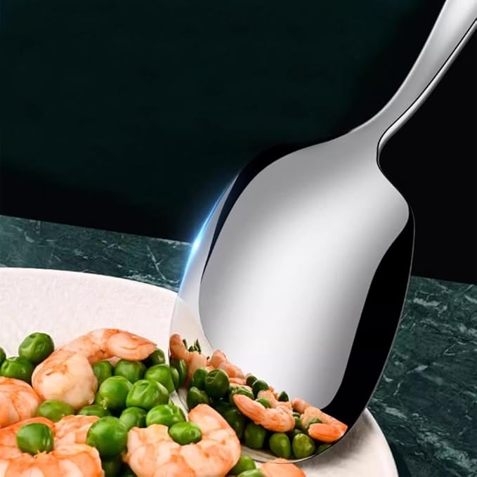 Large Buffet Serving Spoons,Heavy Duty 9.5X2.8 inches 316L Stainless Steel Serving Spoons Pack of 2,Silver