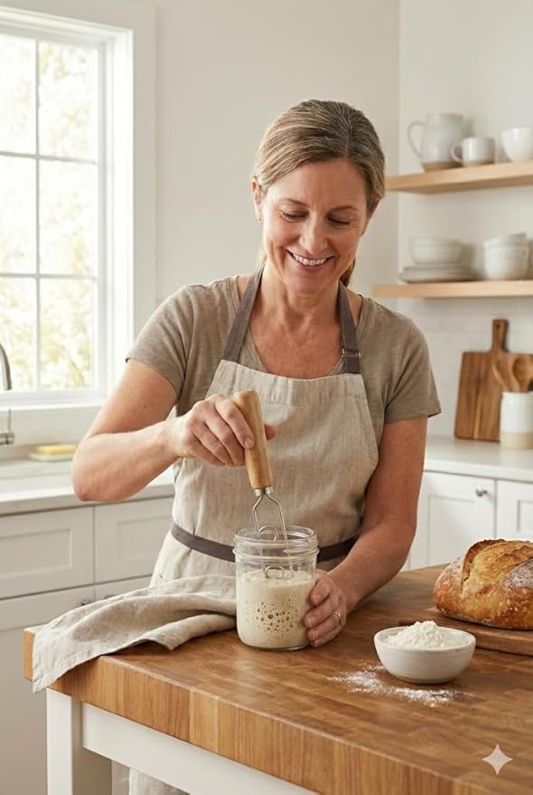 Sourdough Starter Stirring Hook and Dough Whisk | Small Size to Fit in Jars | Improve the Mixing Standard Of Your Starter For Better Baking Results | New England Sourdough Starter Co.
