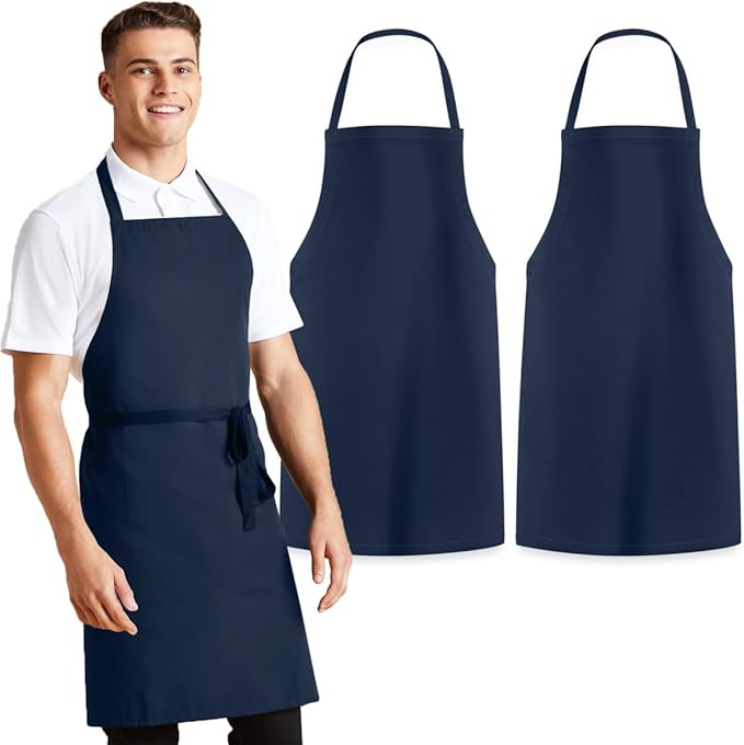 Avalon Kitchen Aprons for Men - 100% Polyester Chef Apron Women with Extra Long Ties - Cooking Aprons for Women & Mens Apron