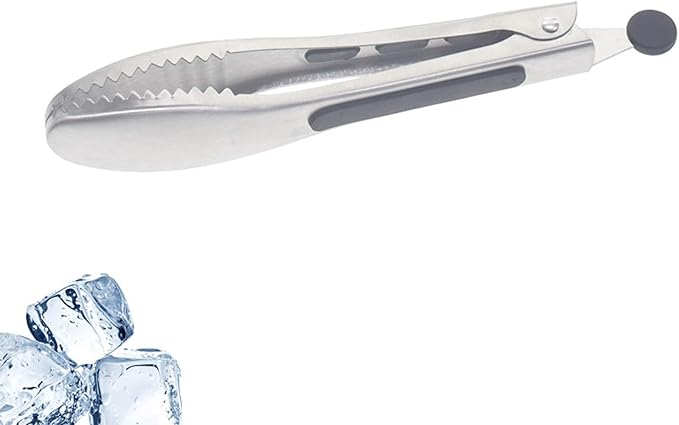Stainless Steel Kitchen Tongs 2-Piece Set, 8.8-Inch Food Tongs, High Temperature Resistant, with Non-Slip Teeth And Non-Slip Strips, Suitable for Cooking And Grilling (Grip And Stir Food Ice Cubes)