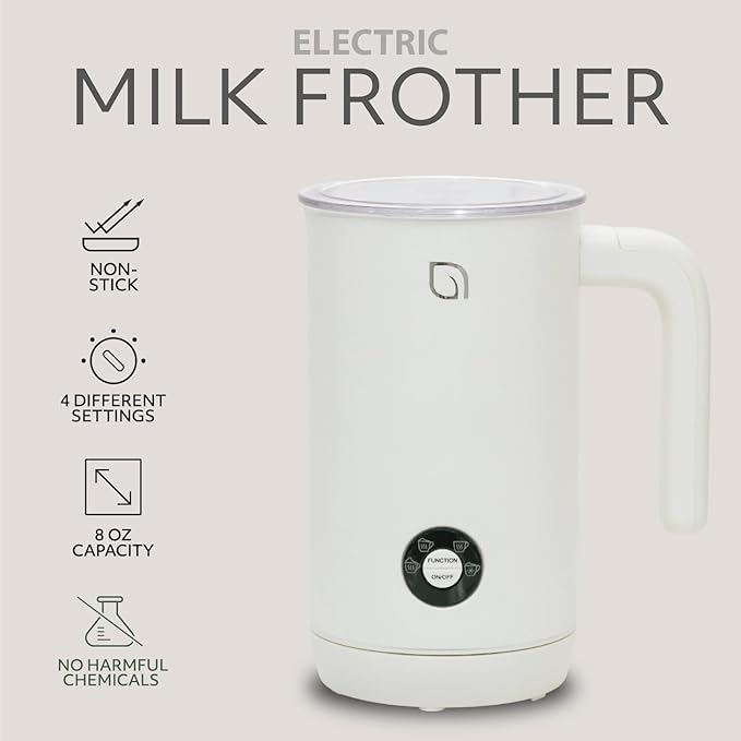 WILLOW Eco Series Milk Frother, 4 in 1 Milk Steamer, One Button Operation Hot and Cold Foam Maker 8.12oz/240ml Milk Warmer for Coffee & Latte, Made from 99% Recycled Plastics, Non-Toxic - WHITE
