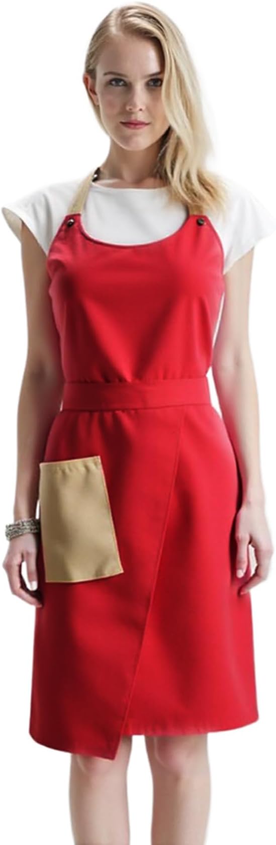 Kitchen Apron with Pockets for Adults,Waterproof Cooking Aprons for Women/Men,Baking/Grilling,Green/Orange/Wine Red