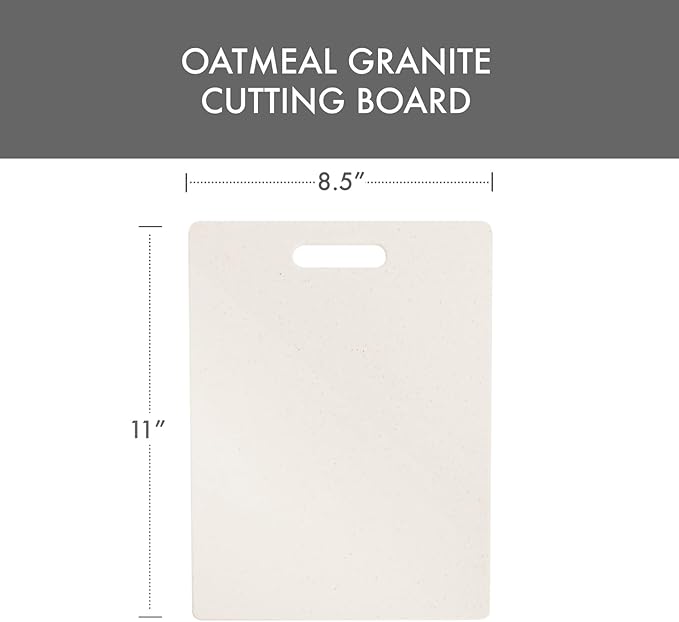 Dexas Superboard Cutting Board with Handle 8.5 x 11 inch Oatmeal Granite, Compact Kitchen Prep Board, Dishwasher Safe, Non-Porous Poly Surface, Made in USA