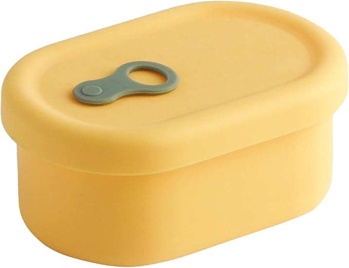 Premium Korean-Made Silicone Airtight Food Container with Steam Vent – BPA Free, Leakproof, Microwave & Freezer Safe Meal Prep. & Leftovers Storage (Mango Yellow, 7 floz)