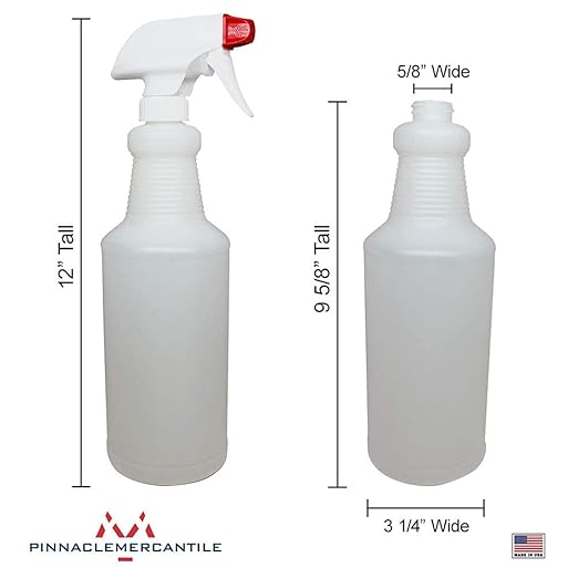 Pinnacle Mercantile Plastic Spray Bottles Leak Proof Technology Empty 32 oz Pack of 10 Made in USA