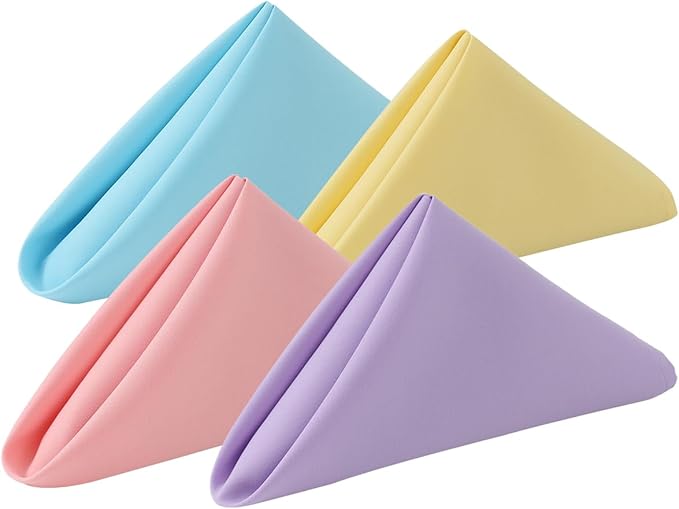 Cloth Napkins Set of 8,Spring Colors,18 x 18 inch,Easter Table Decorations,Washable Cloth Napkins Made of 100% Microfiber,Good for Restaurant, Everyday use, Parties. (4 Patel Colors)