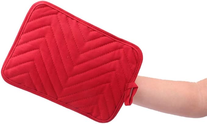 Anyi Pot Holders for Kitchen Heat Resistant, Cotton Hot Pads for Counter Table, Red Kitchen Pot Holders with Pocket