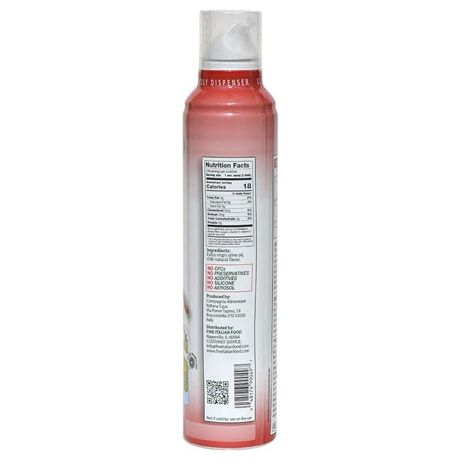 Mantova Extra Virgin Olive Oil Spray Chili Flavored 8 oz. Spray Bottle - Manage Oil Amount - Great For Salads & Cooking