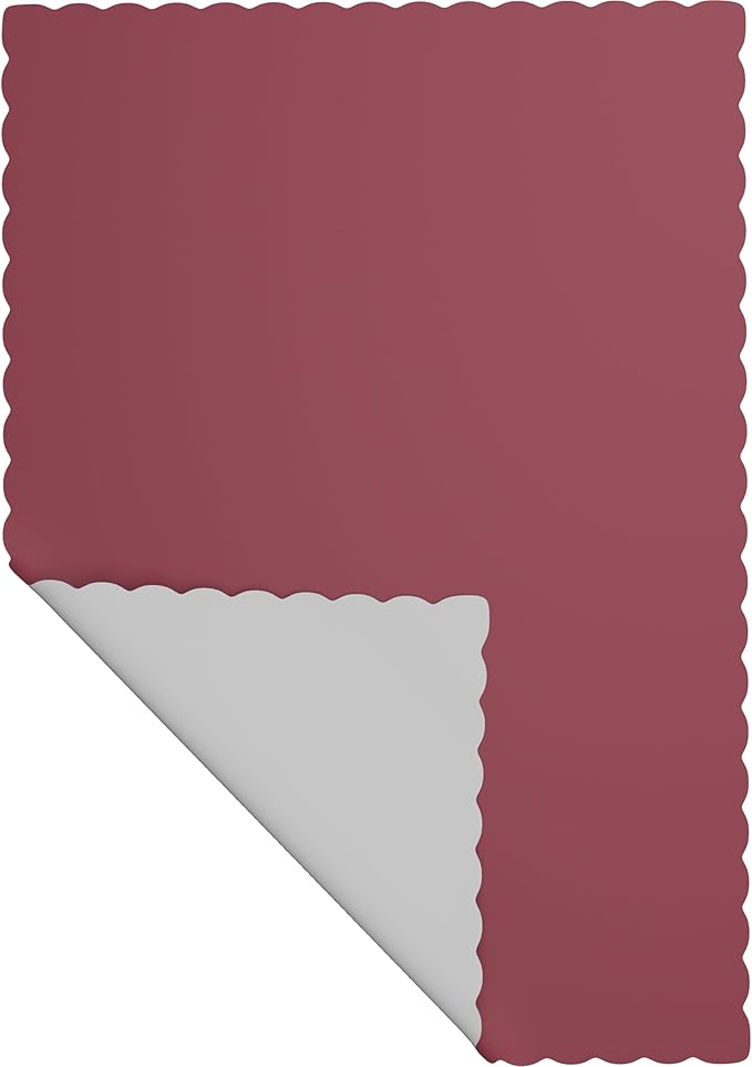 Paper Placemats - Disposable - Scalloped Edge (50, Burgundy)