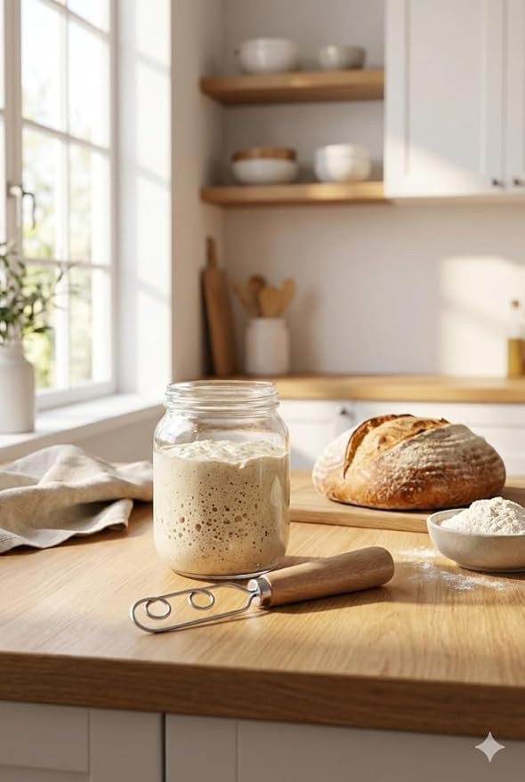 Sourdough Starter Stirring Hook and Dough Whisk | Small Size to Fit in Jars | Improve the Mixing Standard Of Your Starter For Better Baking Results | New England Sourdough Starter Co.