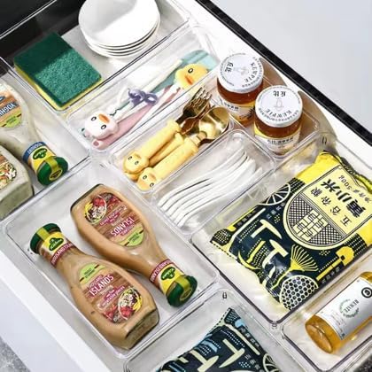 Plastic Drawer Dividers Set – Customizable Storage Bins (25 Pieces), Multi-Purpose Use – Ideal for bathroom, kitchen, office, or vanity drawers.
