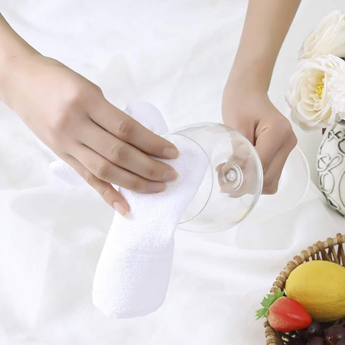 Glynniss Dishcloths Kitchen Highly Absorbent Dish Rags 100% Cotton Dish Cloths for Washing Dishes (Blue White)