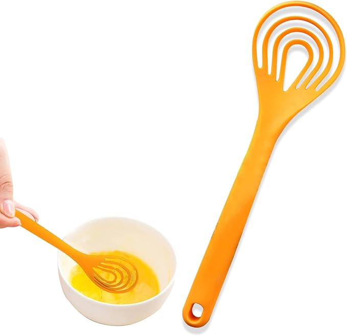 Plastic Whisk Set of 2 | Flat Whisks for Cooking & Kitchen Whisk | BPA-Free Heat-Resistant for Blending, Frothing, Baking | Non-Scratch Manual Mixing Gadgets