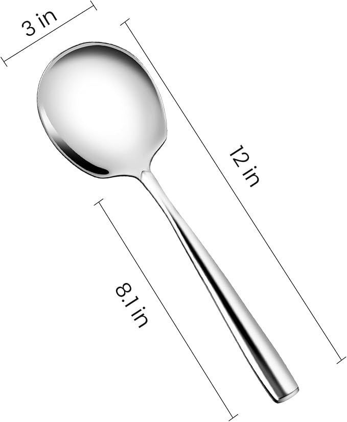 12 Inch Stainless Steel Serving Spoons Set, Catering Serving Utensils Set for Buffet,Party, Wedding, Restaurant & Home Use(2-Pack, Sliver)