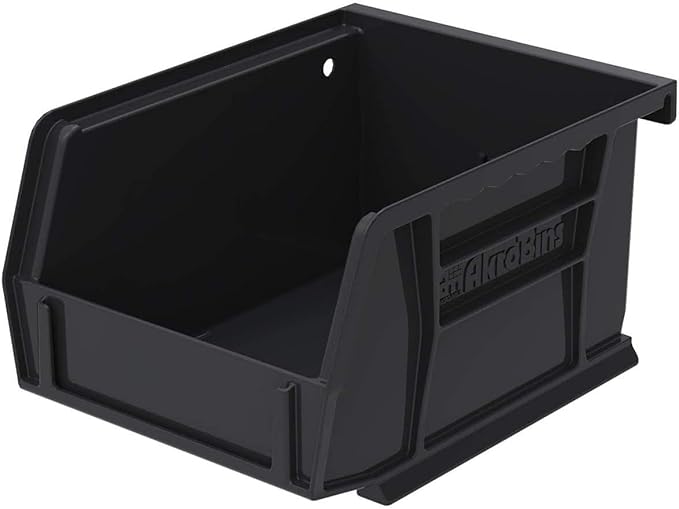 Akro-Mils 30210 AkroBins Plastic Storage Bins, Space-Saving Stackable Bins for Garage, Pantry, Craft Organization, 5" x 4" x 3", Black, 24-Pack