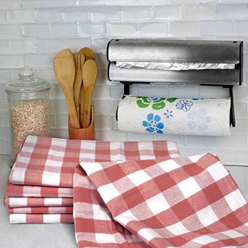 Urban Villa Cloth Napkins Set of 12 20x20 Inches 100% Cotton Napkins Cloth Washable Durable Reusable Absorbent Table Dinner Napkins Cloth for Hotel Lunch Restaurant Weddings Parties -Rust White