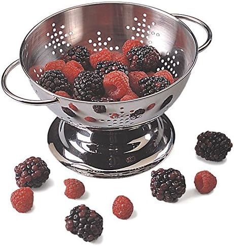 RSVP International Endurance Kitchen Collection Colander Strainer, Mini, Pierced Stainless Steel