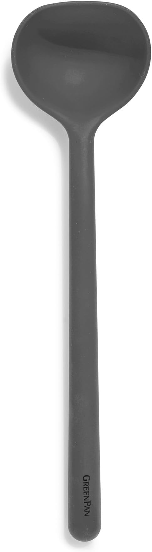 GreenPan Silicone Ladle, Soup Mixing Stirring Serving, Cooking Kitchen Utensil, Flexible Rubber Nonstick Cookware, Rigid Steel Core, Heat-Resistant, Anti-Slip Handle, BPA-Free, Dishwasher Safe, Gray