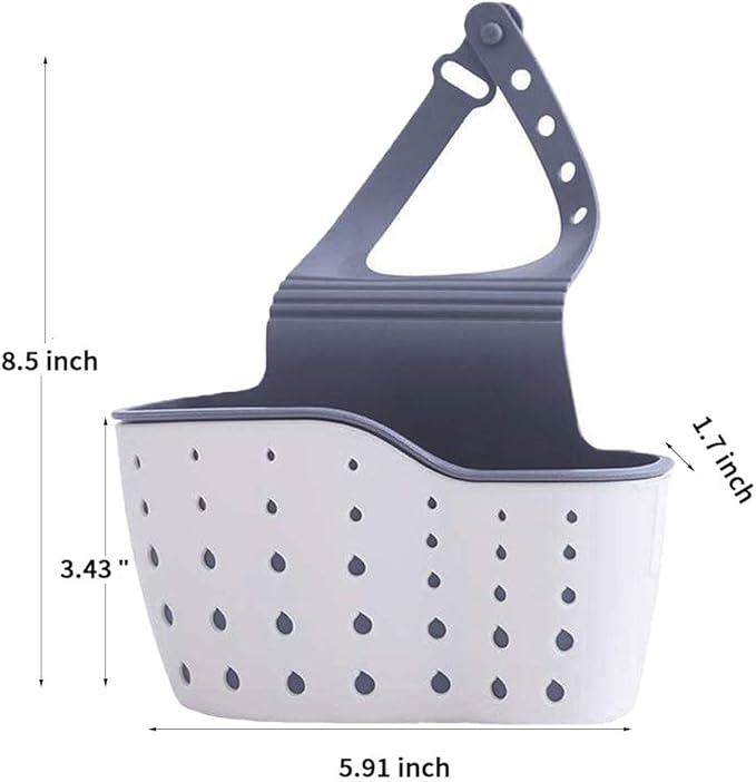 EC ELEGANTCHARM Kitchen Sink Caddy Sponge Holder Silicone Plastic Soap Holder Hanging Ajustable Strap Faucet Caddy with Drain Holes for Drying