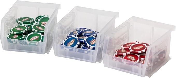 Akro-Mils 30210 AkroBins Plastic Storage Bins, Space-Saving Stackable Bins for Garage, Pantry, Craft Organization, 5" x 4" x 3", Clear, 6-Pack