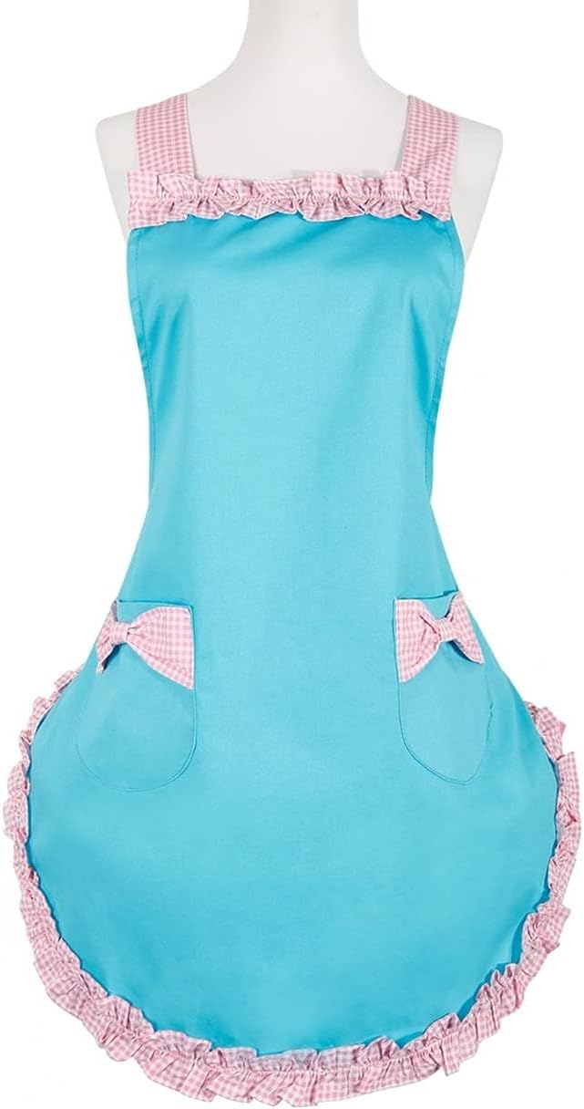 RosieLily Retro Aprons for Women with Pockets Vintage Apron Kitchen Apron for Cooking Baking Cute