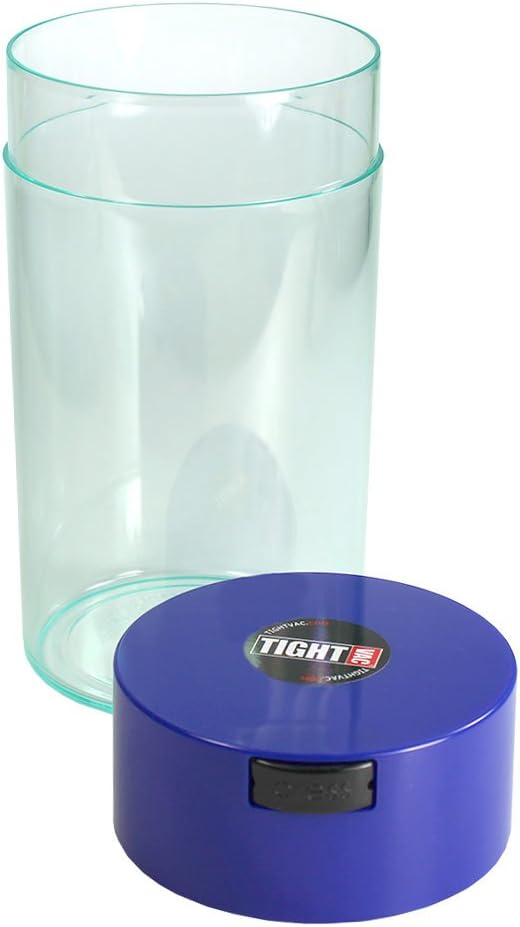 Tightvac - 3oz to 12 Ounce - Patented Airtight Container | Multi-use Vacuum Container Works as Smell Proof Containers for Herbs and Dry Goods. Blue Clear