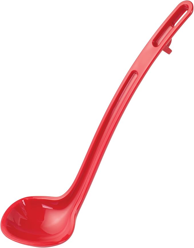 Winco One Piece Dual Spout Plastic Ladle, 3/4 Ounce, 8.5", Red Tail