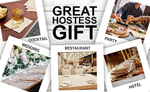 Homidate Cloth Dinner Napkins Linen Flax Cotton 18x18 Set of 12 – Natural with Lace & Mitered Corners – Machine Washable Reusable Fabric Napkins for Weddings, Parties & Table Decorations
