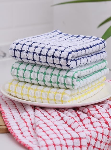 Kitinjoy Cotton 24 Pack Terry Kitchen Towels, 16 x 25 Inches Super Soft and Absorbent Dish Towels, Quick Drying Hand Towels for Kitchen Drying, Multiple Colour