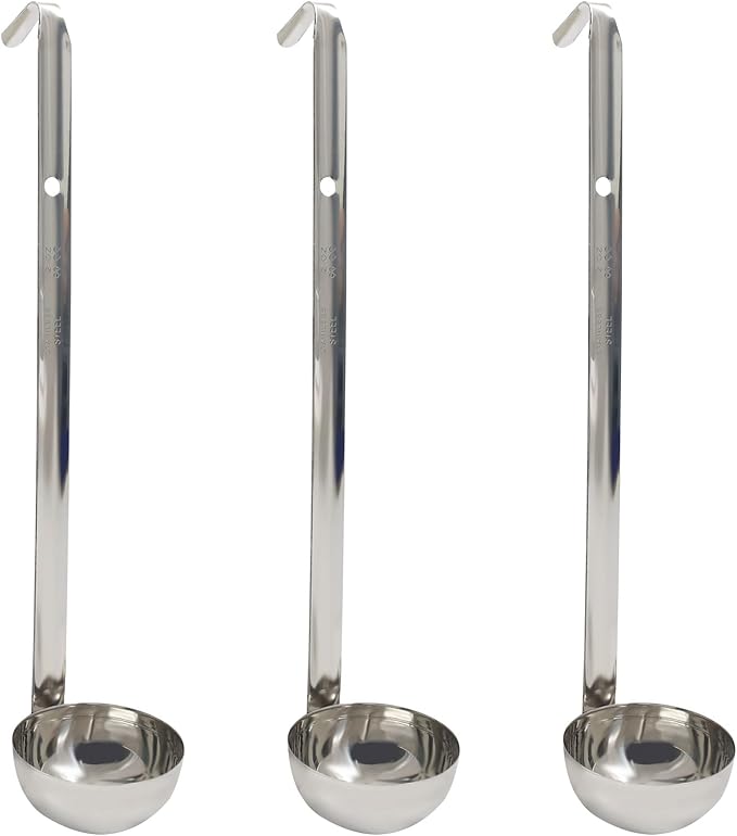 2 Oz Stainless Steel Ladle, 3 Pcs Sturdy Soup Ladle, 9" Long Handle Length for Stirring, Portioning and Serving Soup and Stew in Restaurants and Home (2.36" Bowl Diameter）