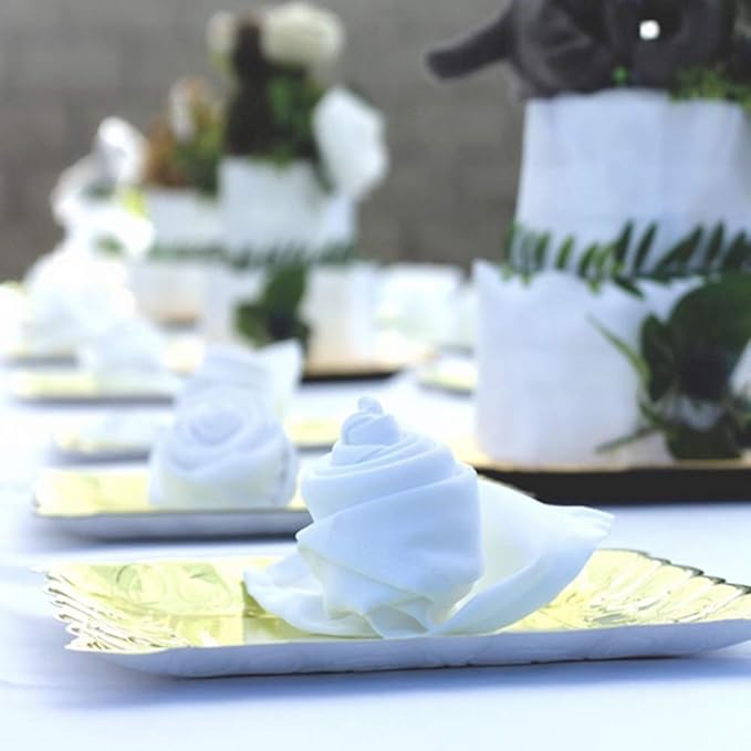White Cotton Cloth Napkins Set of 6 for Everyday Use, Reusable 100% Cotton Napkins, Perfect Dinner Napkins/Cocktail Napkins for Christmas/Thanksgiving Dinners, Weddings&More (White)