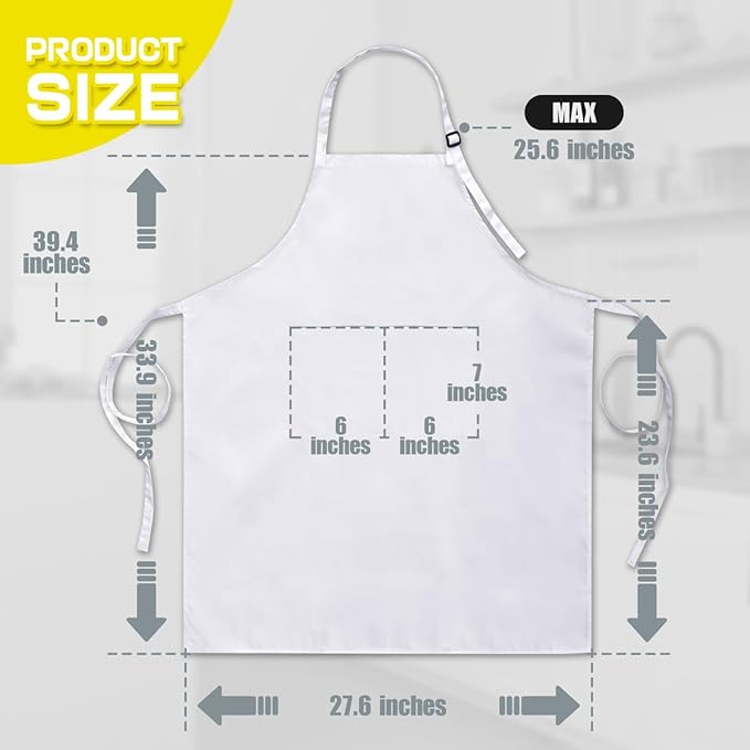 ROTANET Extra Large Apron for Men Adjustable Bib Aprons with 2 Pockets Cooking Kitchen Women Chef Water & Oil Resistant
