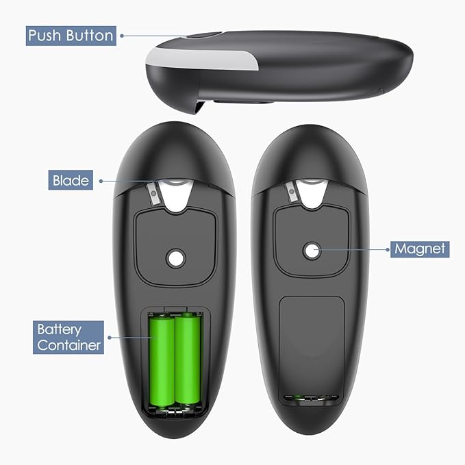 Electric Can Opener, One-Touch Automatic Can Opening with Smooth Edges, Food Safety Handheld Battery-Operated Can Opener for Kitchen and Seniors, Arthritis, Hands Free, Lid Remover, Kitchen Gadgets