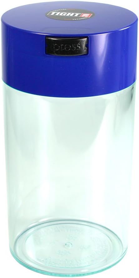Tightvac - 3oz to 12 Ounce - Patented Airtight Container | Multi-use Vacuum Container Works as Smell Proof Containers for Herbs and Dry Goods. Blue Clear