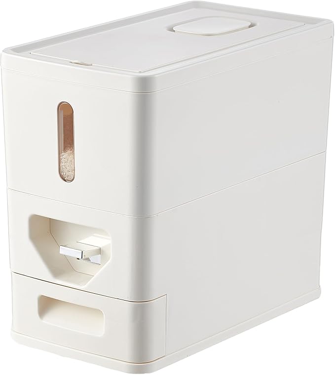 Rice Dispenser 12 Lbs (6kg), Dry Food Storage Container Sealed Moisture-Proof with Built-in Drawer for Kitchen Pantry Household, BPA-Free