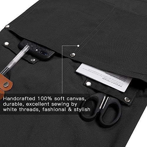 Mignongirl Chef Apron-Cross Back Apron for Men Women with Adjustable Straps and Large Pockets,Canvas,M-XXL,Black