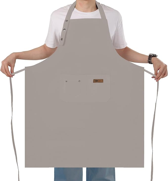 Yuubin Extra Large Aprons for Men Adjustable Button Apron with Pockets Chef Cooking Kitchen Aprons Women,Water&Oil Resistant
