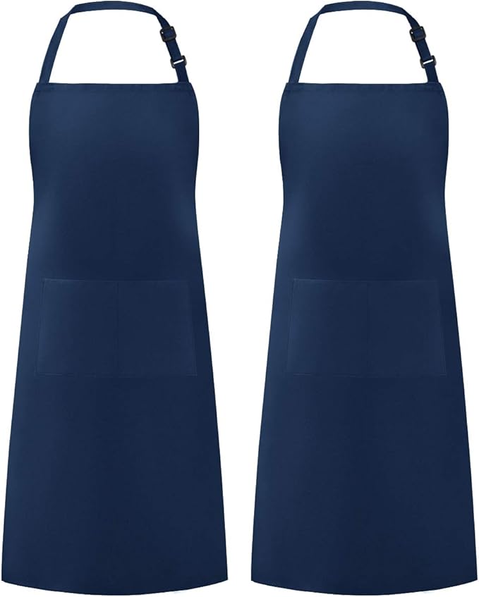 Syntus Apron for Men Women, Adjustable Cooking Kitchen Chef Aprons with 2 Pockets, Cotton/Polycotton/Polyester