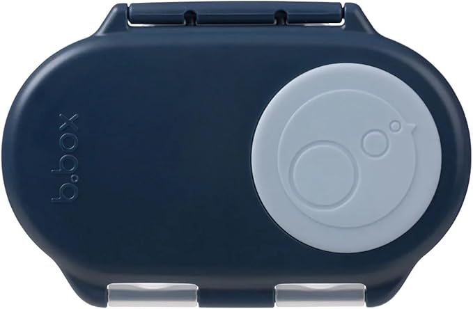 b.box Snack Box - Leakproof Mini Bento Box for Kids & Toddlers, 2 Compartment Snack Containers for Kids, Lunch Containers, Dishwasher Safe, BPA Free, PFAS Free, Ages 4m+, 1 3/4 Cup - Midnight