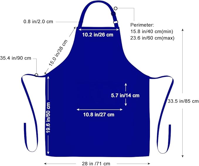 Jubatus 2 Pack 100% Cotton Aprons with 2 Pockets Cooking Chef Kitchen Adjustable Bib Apron for Women Men, Blue