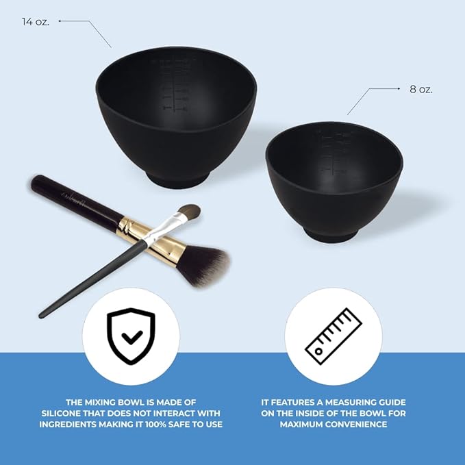 ForPro Professional Collection Silicone Mixing Bowl, Black, Flexible, Odorless, for Mixing Facials, Massage, Body & Other Products, 8 oz
