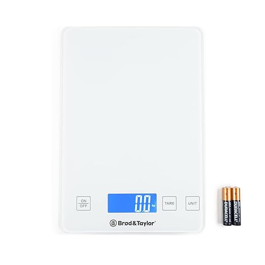 Brod & Taylor High Capacity Baking & Kitchen Scale (Weighs up to 33lbs/15kg of Ingredients), 1-Gram Precision, Five Unit Options, 5-Minute Display, Batteries Included