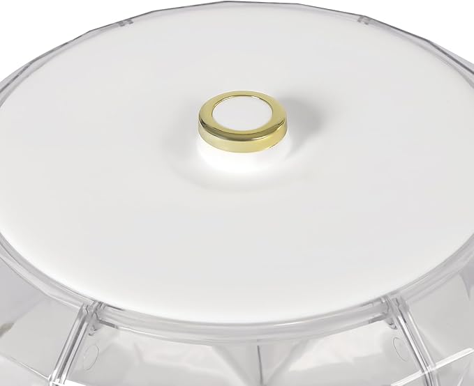 360° Rotating Grain Dispenser With 6 Grids, 13.2lbs Large Capacity Grain Dispenser Rotating Kitchen Storage Containers With Sealed Lid For Peanut Barley Millet And Cereal (White,Gold, 13.2 lbs)