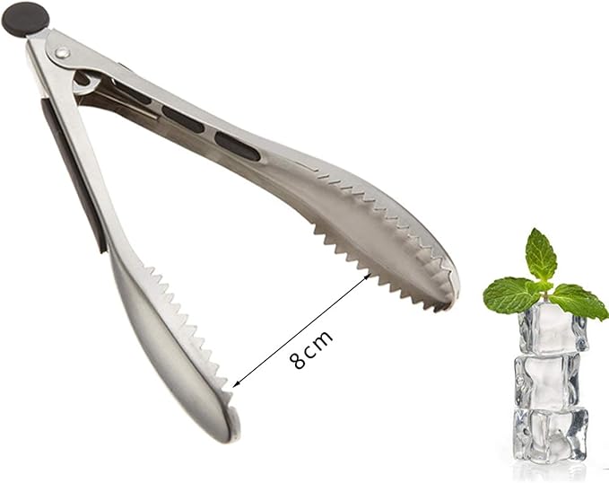 Stainless Steel Kitchen Tongs 2-Piece Set, 8.8-Inch Food Tongs, High Temperature Resistant, with Non-Slip Teeth And Non-Slip Strips, Suitable for Cooking And Grilling (Grip And Stir Food Ice Cubes)