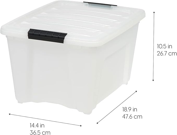 IRIS USA 8 Pack Stackable Storage Bin, 32 Quart Plastic Container Totes with Latching Lids for Home and Office Organization, Pearl