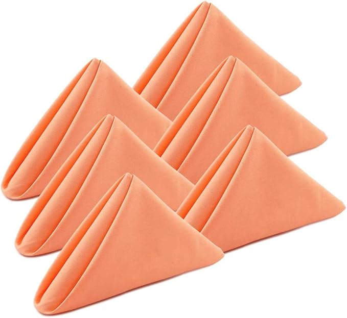 Peach Cloth Napkins Set of 6,100% Cotton Dinner Napkins, Warm Spring Carnation Color, Gift for Mon, Birthday,Soft Comfortable and Reusable 18"x18" (Salmon)