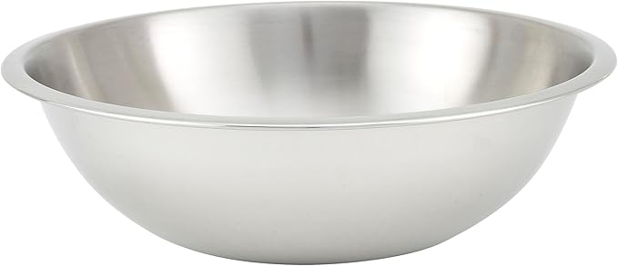 Winco 8 Quart Heavy-Duty Stainless Steel Mixing Bowl, Shallow